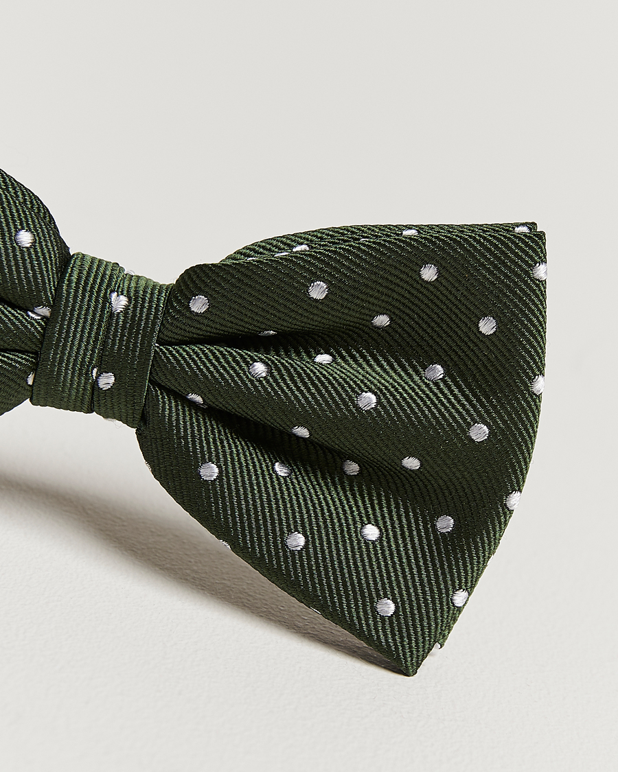Mies | Amanda Christensen Dot Pre Tie Silk Olive/White | Amanda Christensen | Dot Pre Tie Silk Olive/White