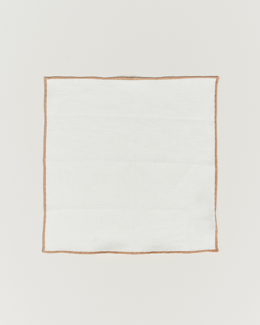 Mies | Taskuliinat | Amanda Christensen | Linen Paspoal Pocket Square Sand/White