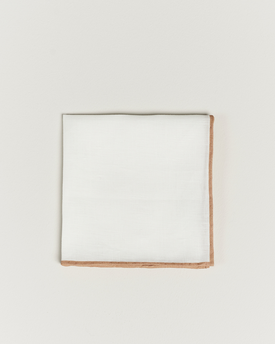 Mies | Taskuliinat | Amanda Christensen | Linen Paspoal Pocket Square Sand/White