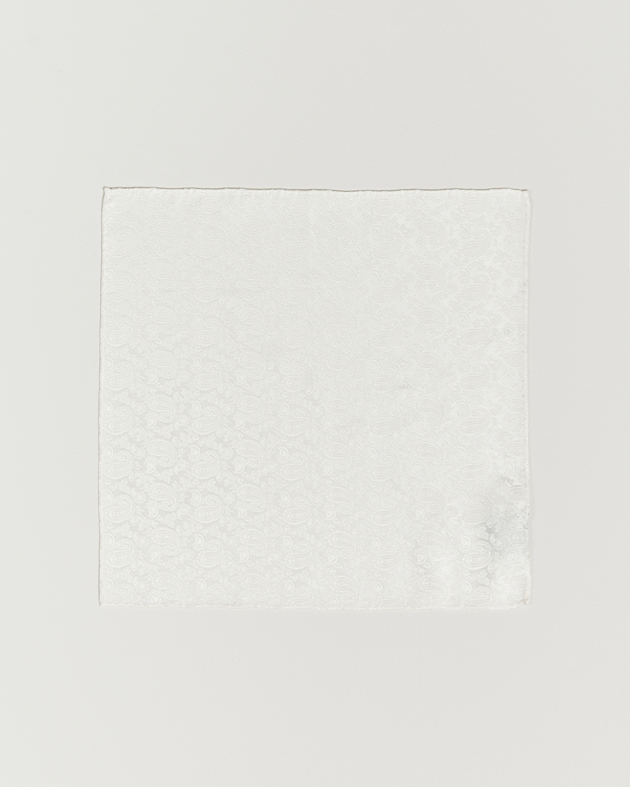 Mies | Taskuliinat | Amanda Christensen | Tonal Paisley Silk Pocket Square Cream