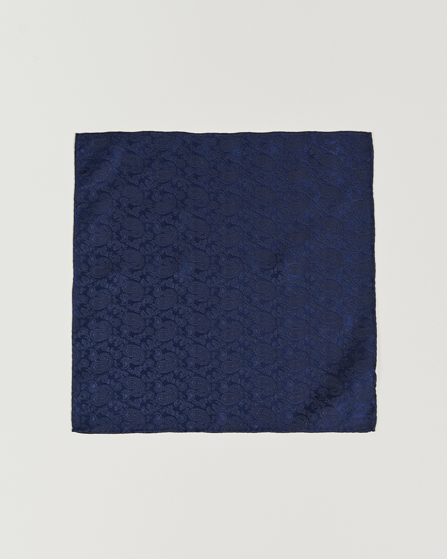 Mies | Taskuliinat | Amanda Christensen | Tonal Paisley Silk Pocket Square Navy