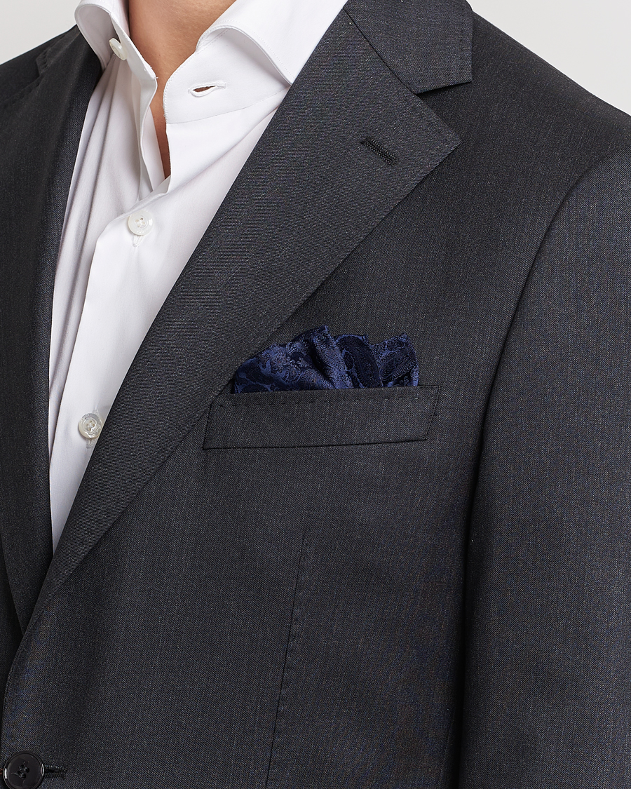 Mies | Taskuliinat | Amanda Christensen | Tonal Paisley Silk Pocket Square Navy