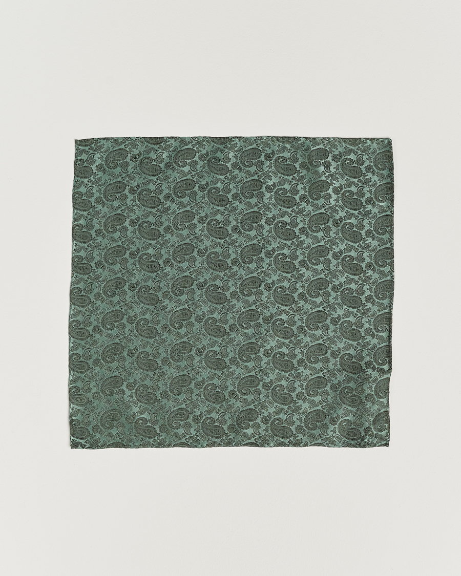 Mies | Taskuliinat | Amanda Christensen | Tonal Paisley Silk Pocket Square Olive