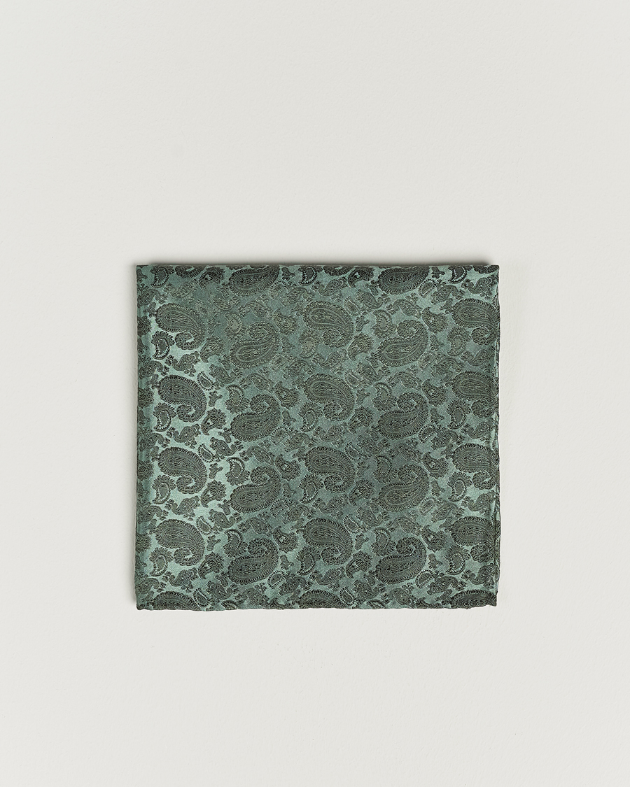 Mies | Taskuliinat | Amanda Christensen | Tonal Paisley Silk Pocket Square Olive