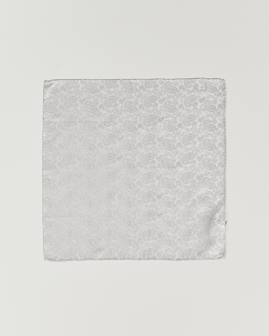 Mies | Taskuliinat | Amanda Christensen | Tonal Paisley Silk Pocket Square Silver