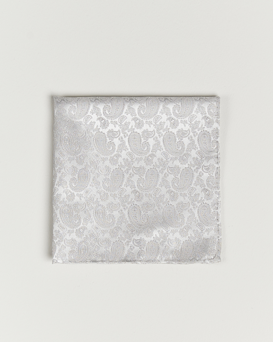 Mies | Taskuliinat | Amanda Christensen | Tonal Paisley Silk Pocket Square Silver