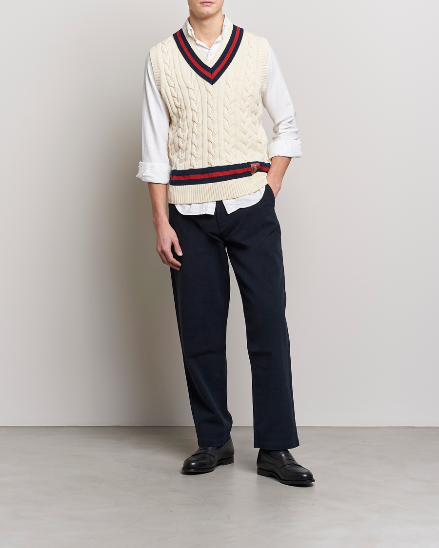 Mies | Puserot | Baracuta | Cotton Cable Knit Vest Off White