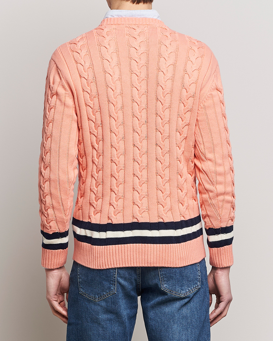 Mies | Puserot | Baracuta | Cotton Cable Crew Neck Flamingo