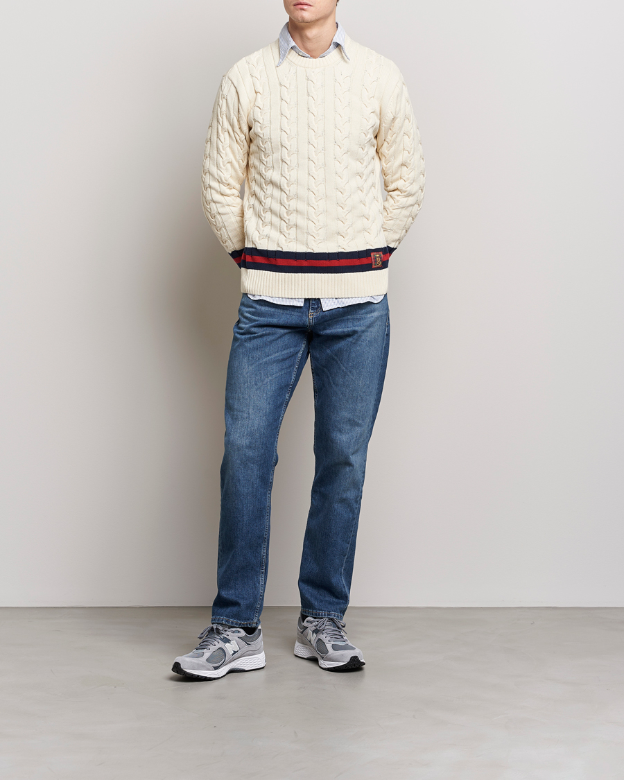 Mies | Puserot | Baracuta | Cotton Cable Crew Neck Off White