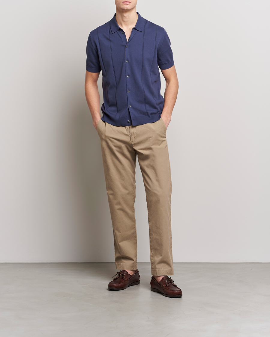 Mies | Pikeet | Baracuta | Horatio Cotton Garment Dyed Knitted Polo Shirt Navy
