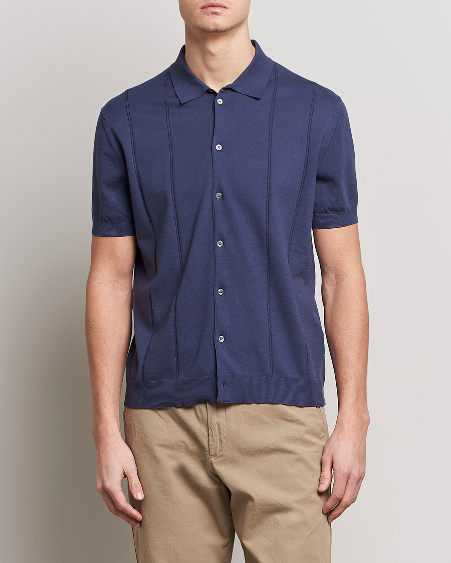 Mies |  | Baracuta | Horatio Cotton Garment Dyed Knitted Polo Shirt Navy