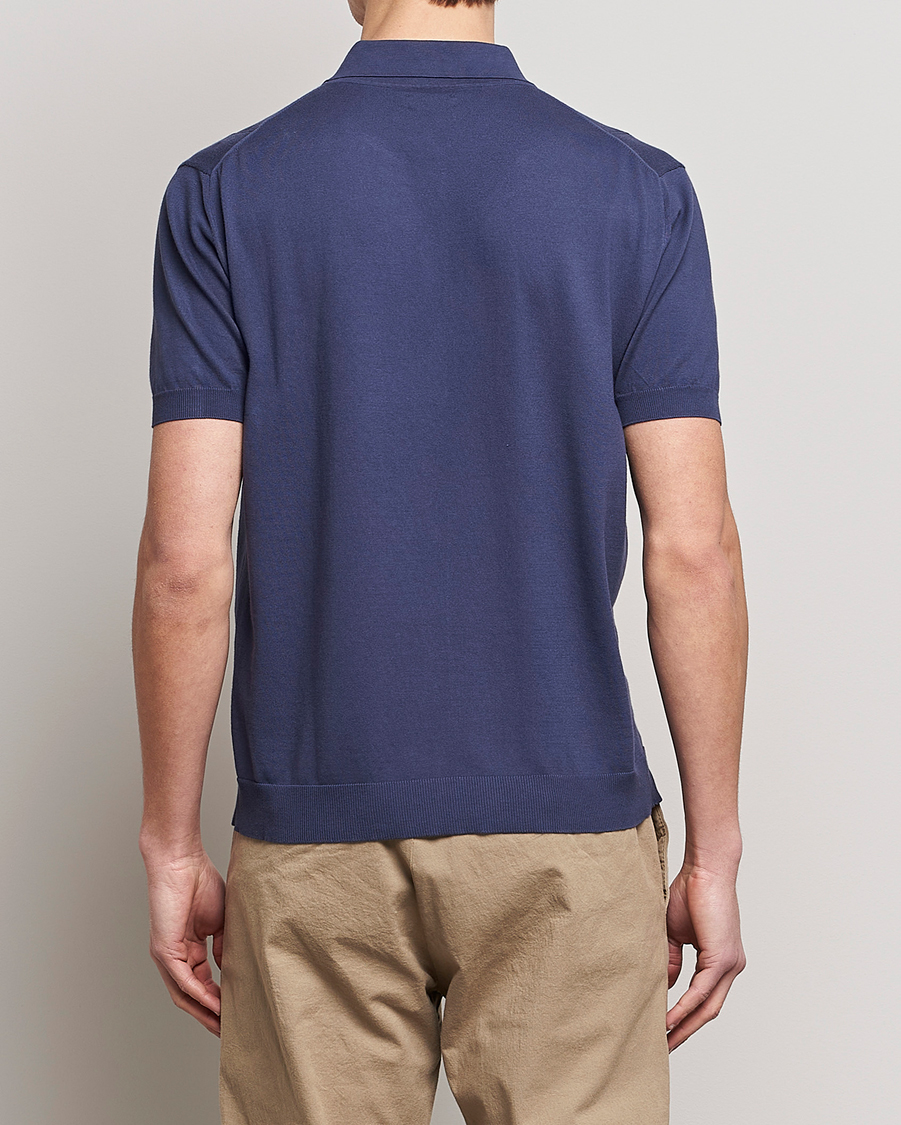 Mies | Pikeet | Baracuta | Horatio Cotton Garment Dyed Knitted Polo Shirt Navy