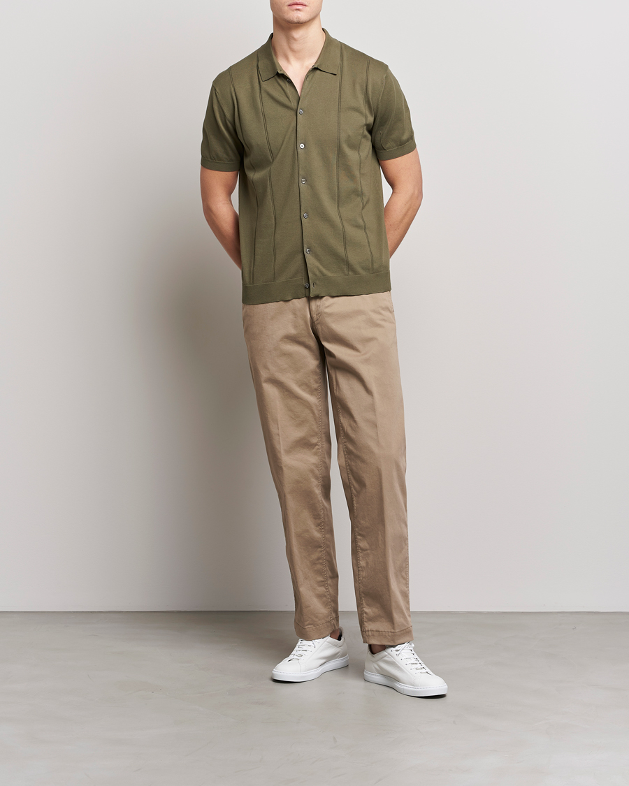 Mies | Pikeet | Baracuta | Horatio Cotton Garment Dyed Knitted Polo Shirt Olive
