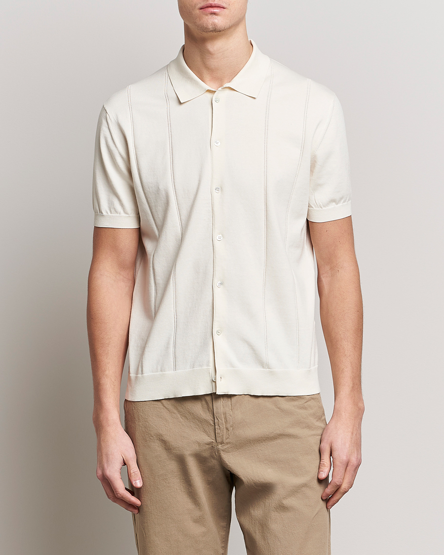 Mies |  | Baracuta | Horatio Cotton Garment Dyed Knitted Polo Shirt Ivory