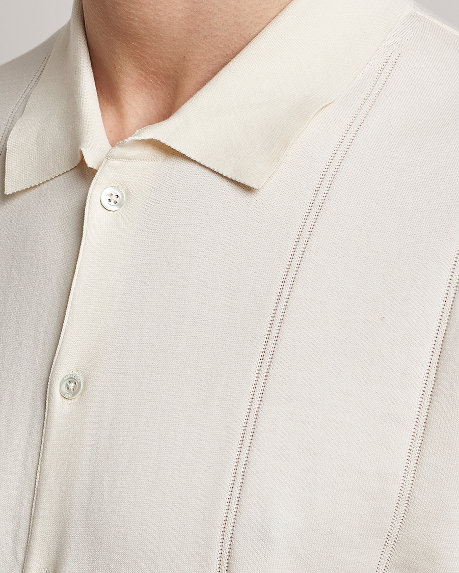 Mies | Pikeet | Baracuta | Horatio Cotton Garment Dyed Knitted Polo Shirt Ivory