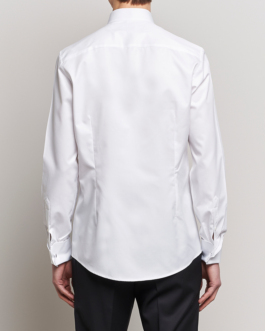 Mies | Kauluspaidat | Stenströms | Slimline Stand Up Collar Plissè Shirt White