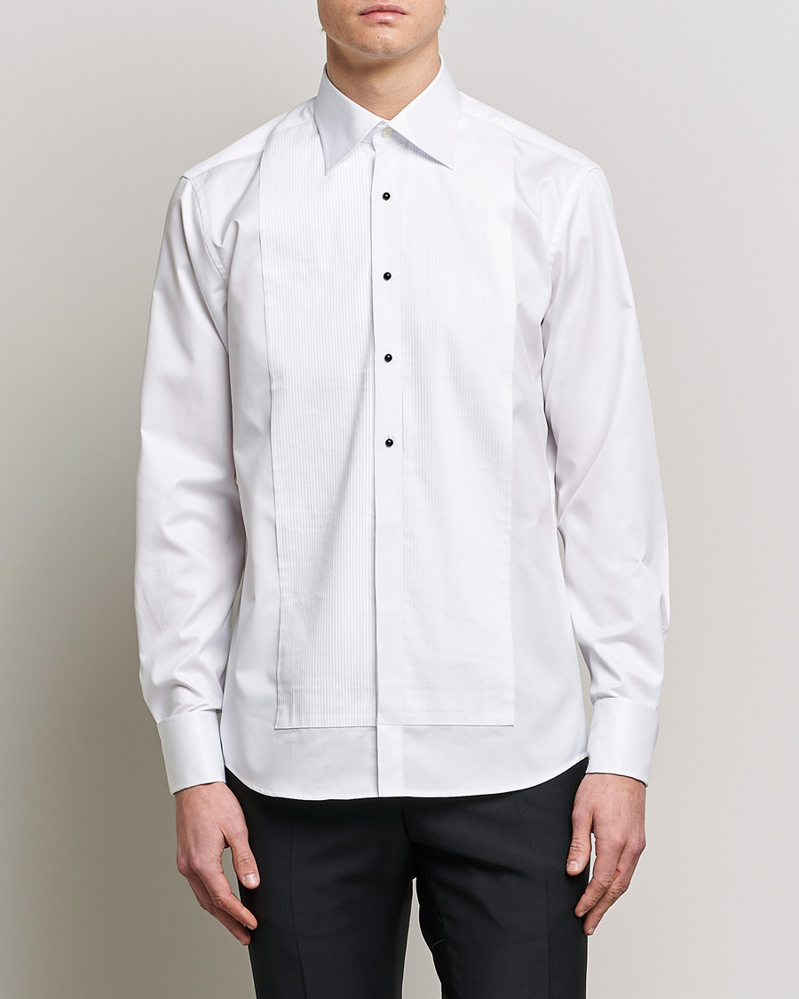Mies |  | Stenströms | Fitted Body Open Smoking Shirt White