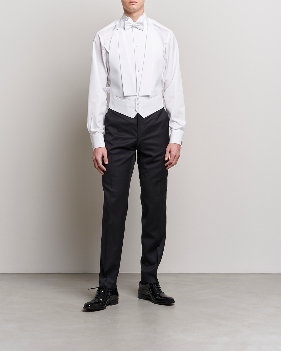 Mies | Black Tie | Stenströms | Fitted Body Stand Up Collar Evening Shirt White