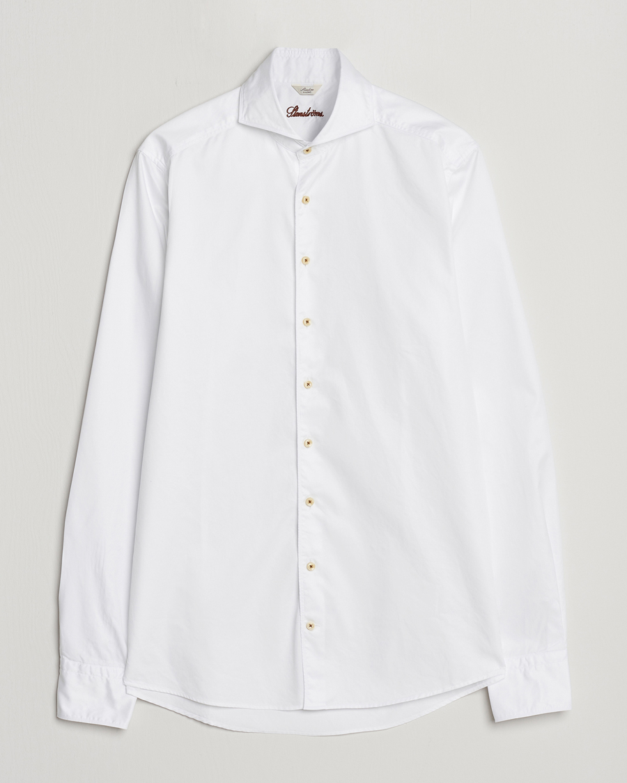 Mies |  | Stenströms | Slimline X-Long Sleeve Washed Cotton Shirt White