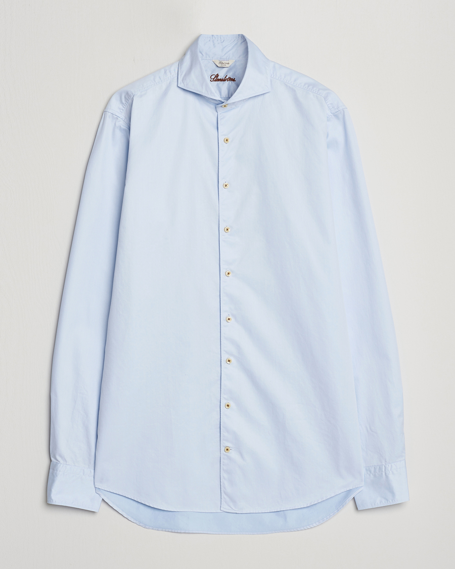 Mies |  | Stenströms | Fitted Body X-Long Sleeve Washed Shirt Light Blue