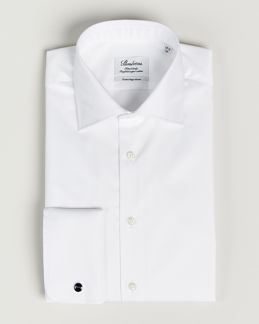 Mies |  | Stenströms | Fitted Body X-Long Sleeve Double Cuff Shirt White