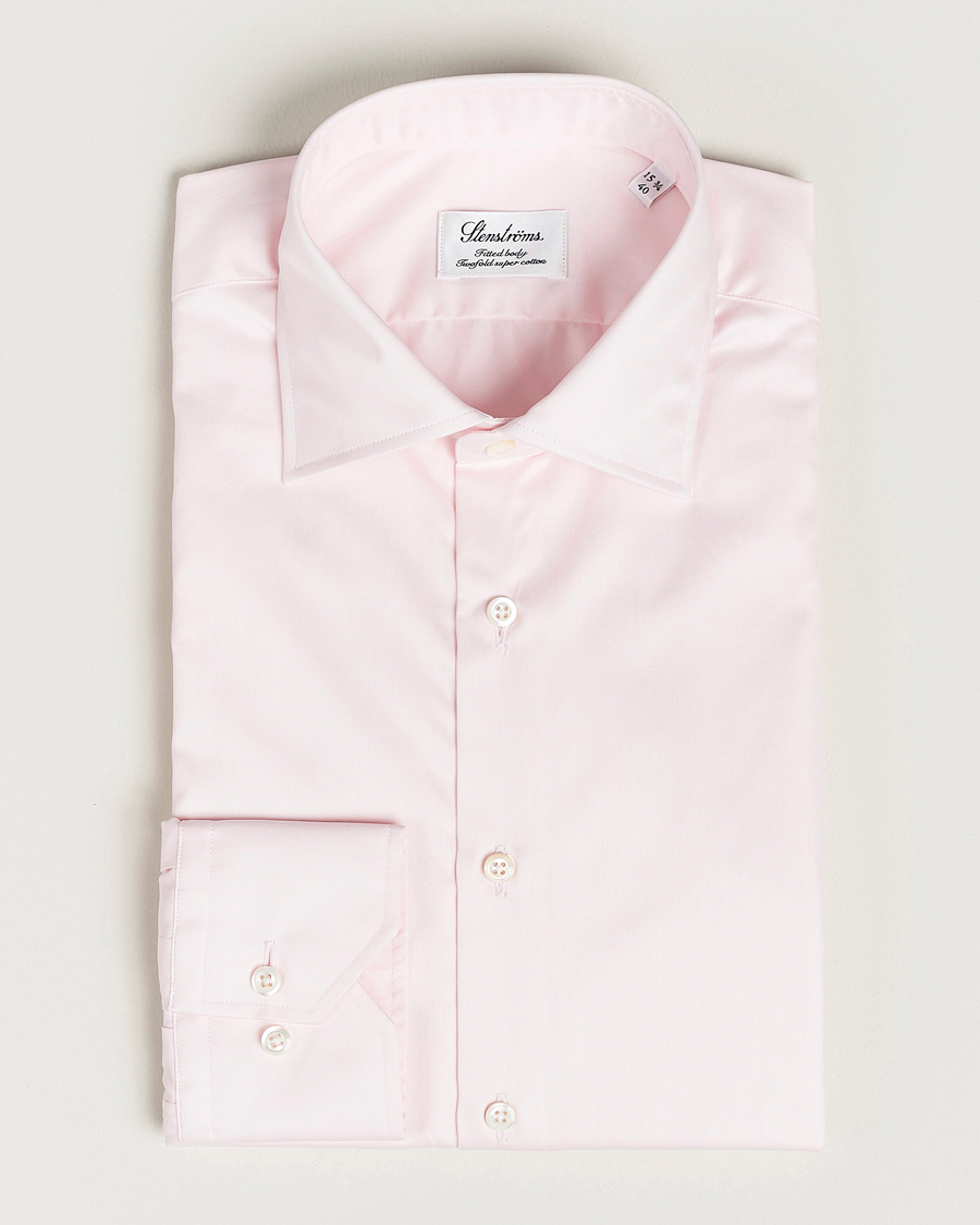 Mies | Bisnespaidat | Stenströms | Fitted Body Cut Away Shirt Pink