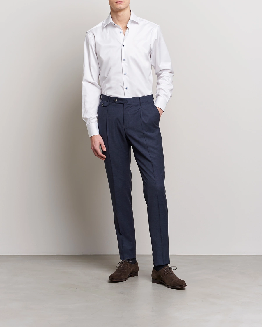 Mies | Business & Beyond | Stenströms | Fitted Body Contrast Cut Away Shirt White