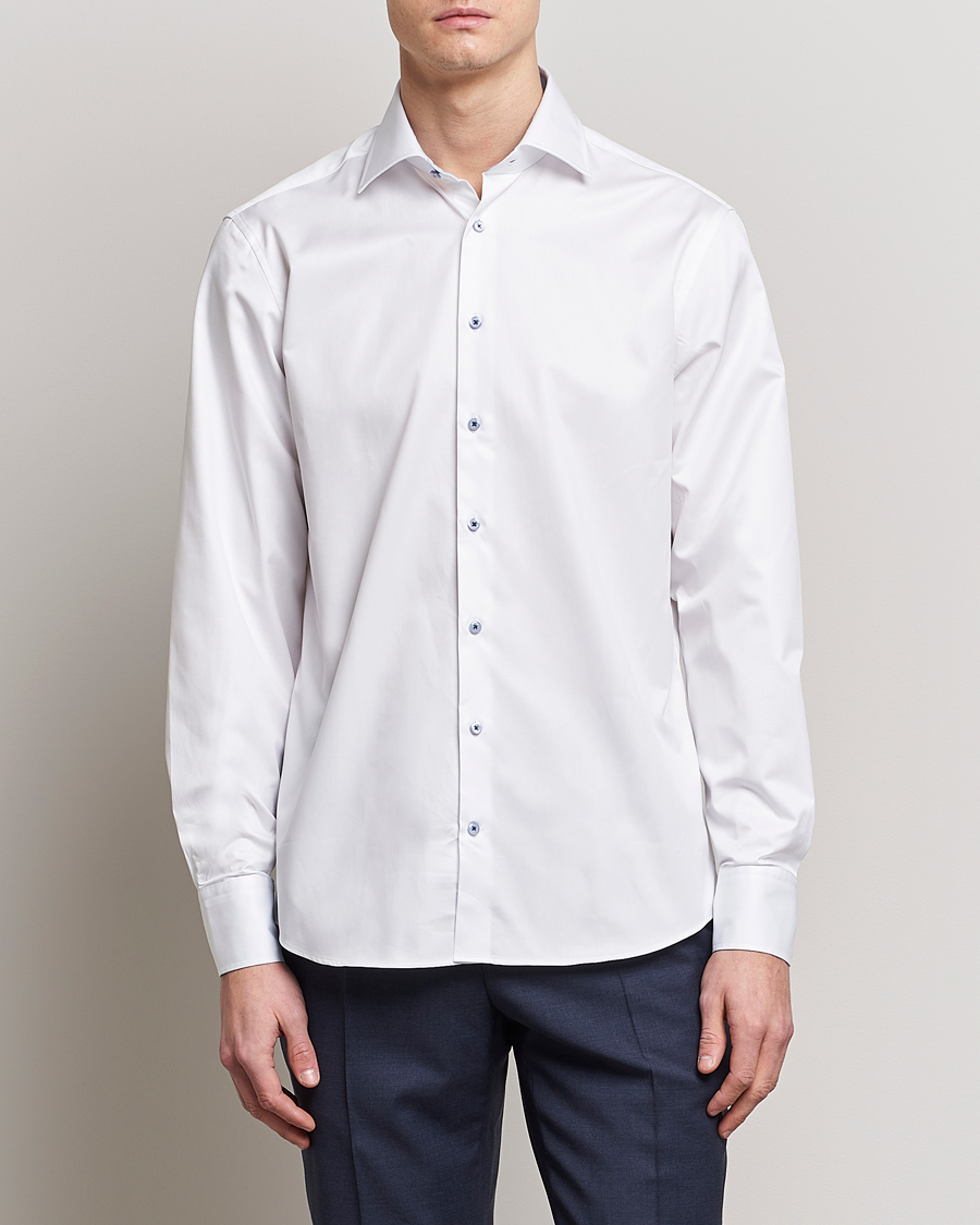 Mies |  | Stenströms | Fitted Body Contrast Cut Away Shirt White