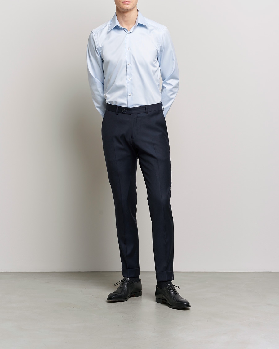 Mies |  | Stenströms | Slimline Kent Collar Shirt Light Blue