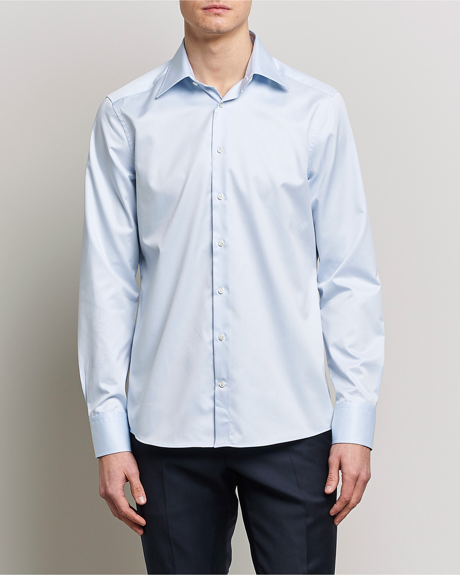 Mies |  | Stenströms | Slimline Kent Collar Shirt Light Blue