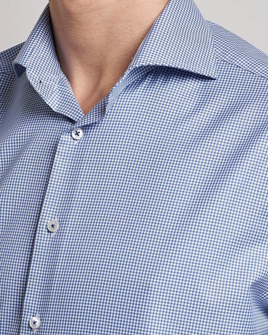 Mies | Kauluspaidat | Stenströms | Fitted Body Small Check Cut Away Shirt Blue