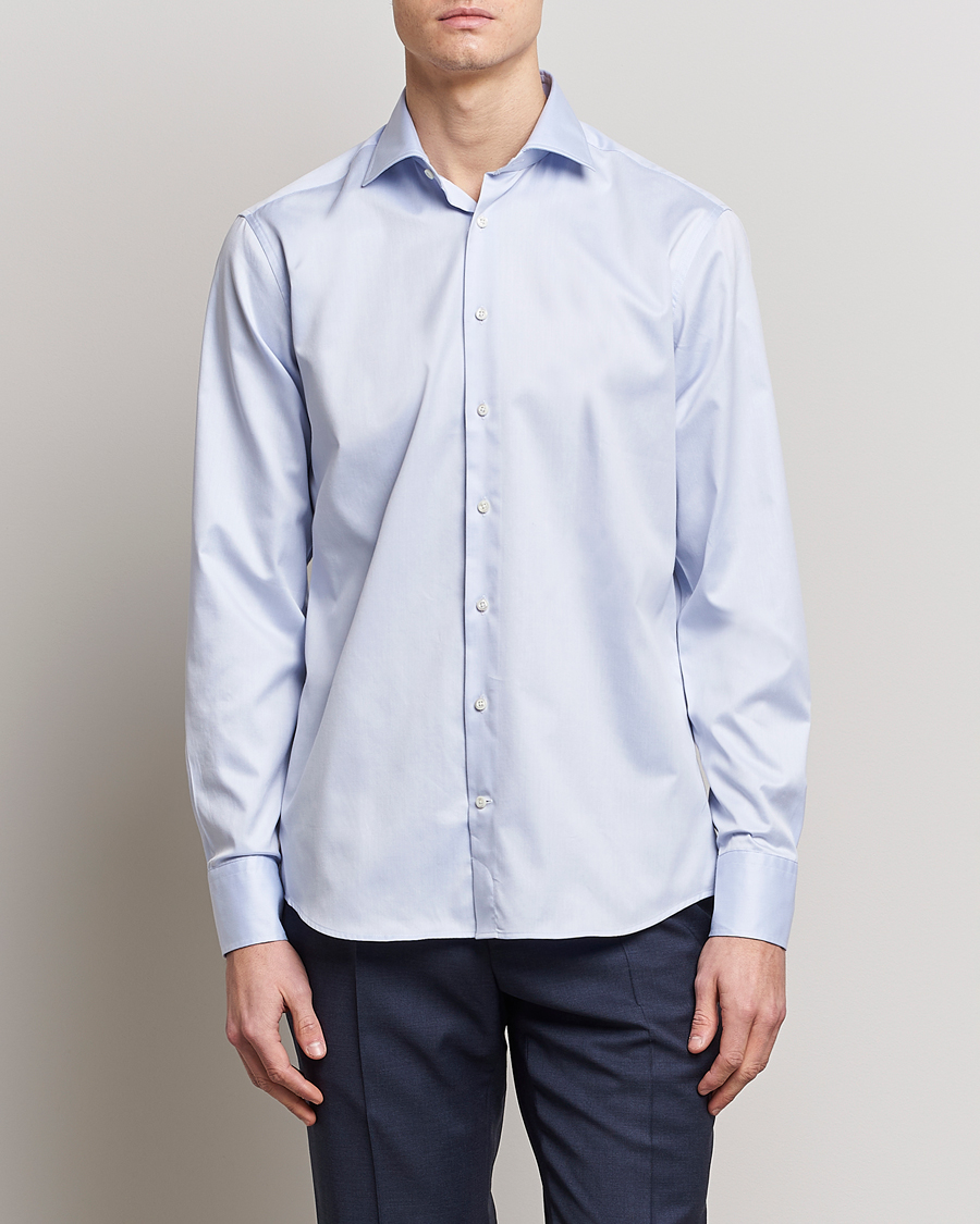 Mies |  | Stenströms | Fitted Body Twofold Stretch Shirt Light Blue