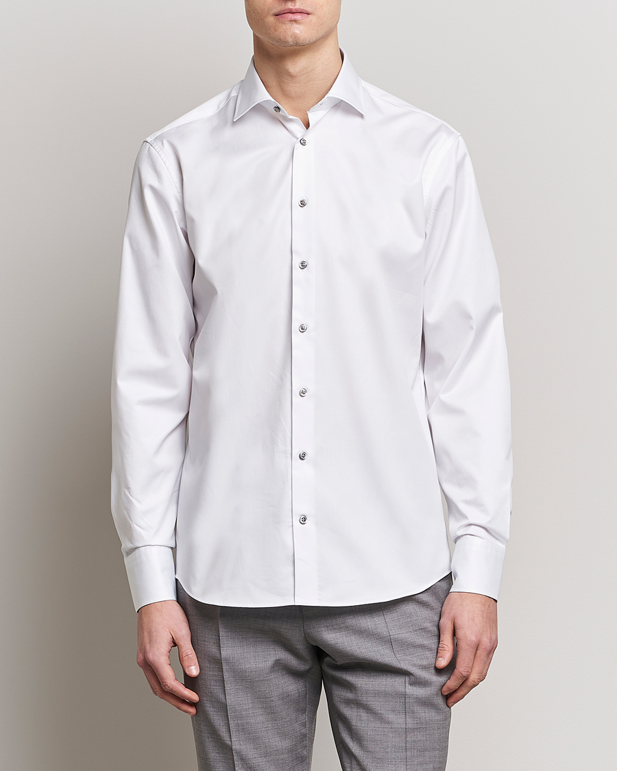 Mies | Stenströms | Stenströms | Fitted Body Contrast Cotton Twill Shirt White