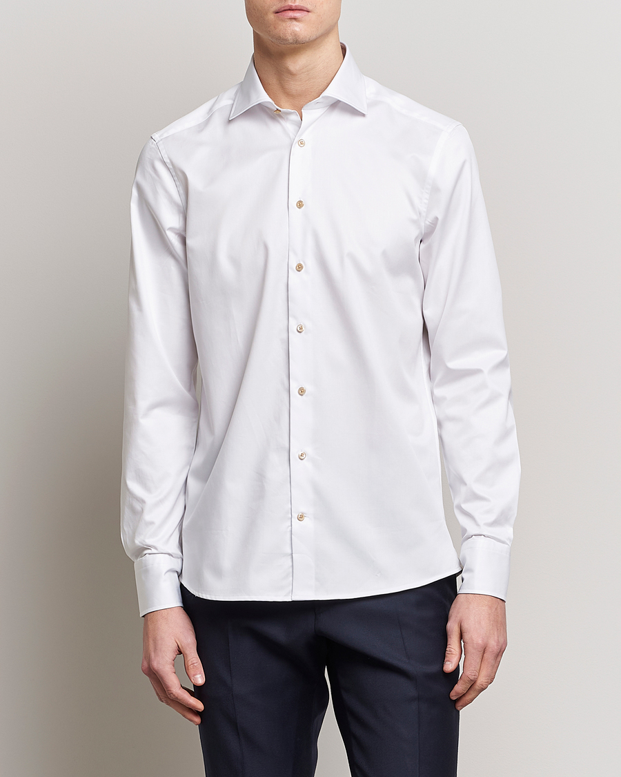 Mies |  | Stenströms | Fitted Body Contrast Cotton Shirt White