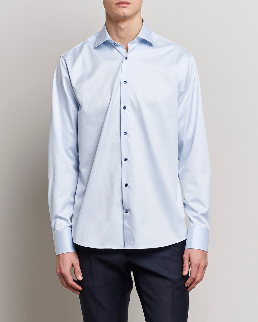 Mies |  | Stenströms | Fitted Body Contrast Twill Shirt Light Blue