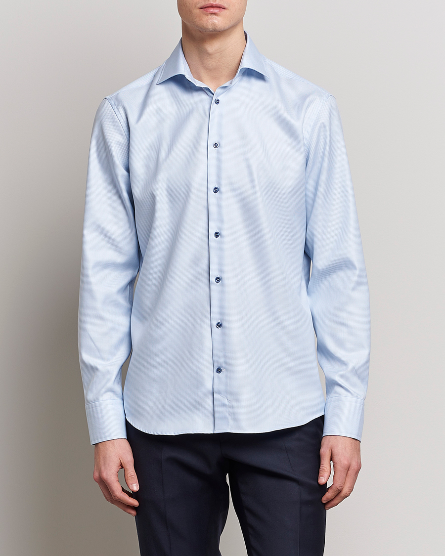Mies | Stenströms | Stenströms | Fitted Body Contrast Shirt Light Blue