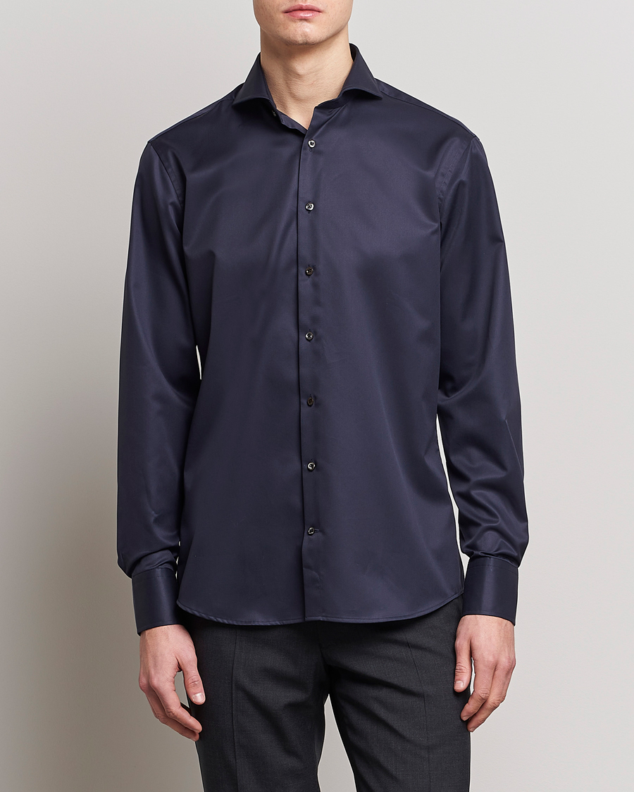 Mies |  | Stenströms | Fitted Body Extreme Cut Away Shirt Navy
