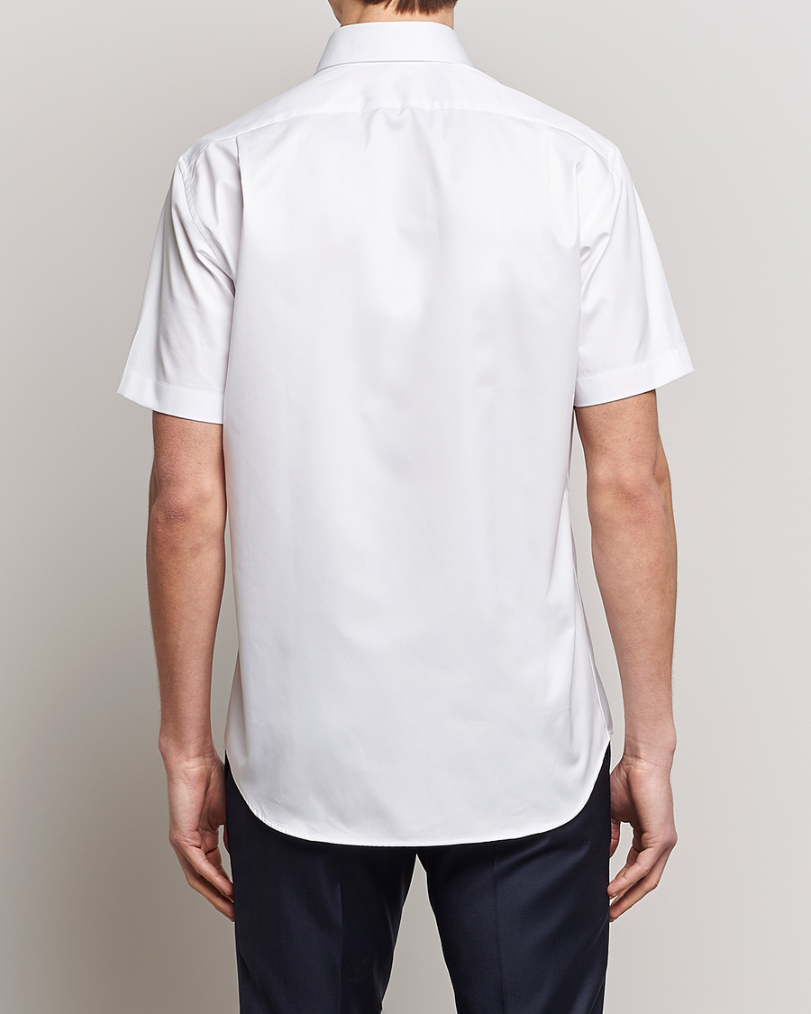 Mies | Kauluspaidat | Stenströms | Fitted Body Short Sleeve Twill Shirt White