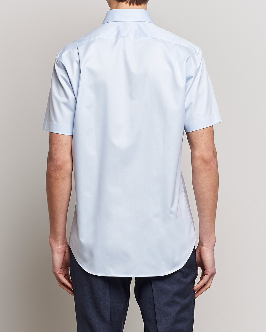 Mies | Kauluspaidat | Stenströms | Fitted Body Short Sleeve Twill Shirt Light Blue