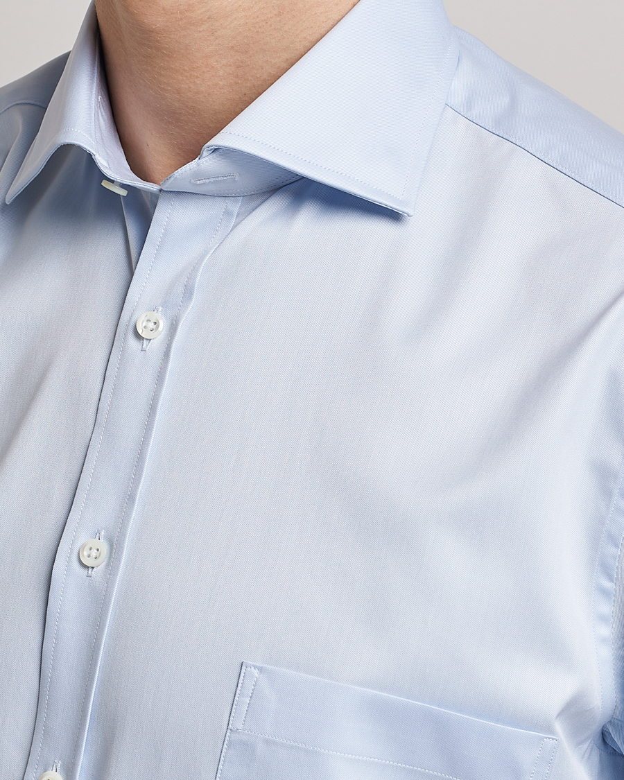 Mies | Kauluspaidat | Stenströms | Fitted Body Short Sleeve Twill Shirt Light Blue