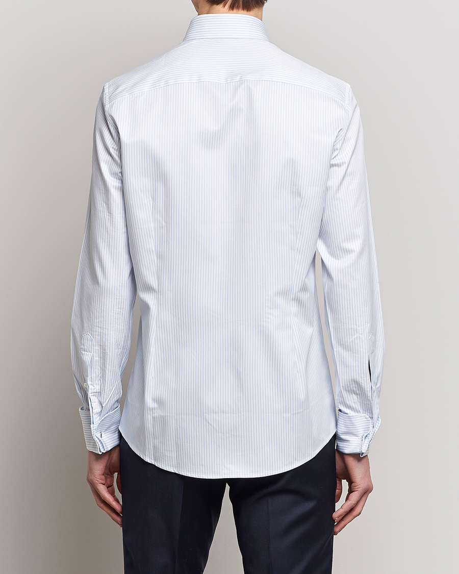 Mies | Kauluspaidat | Stenströms | Slimline Cotton Double Cuff Shirt White/Blue