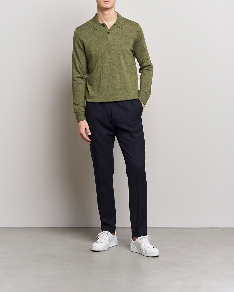 Mies | Puserot | Morris | Merino Knitted Polo Olive