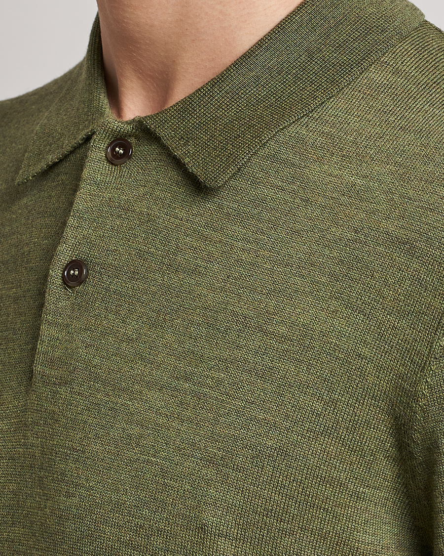 Mies | Puserot | Morris | Merino Knitted Polo Olive