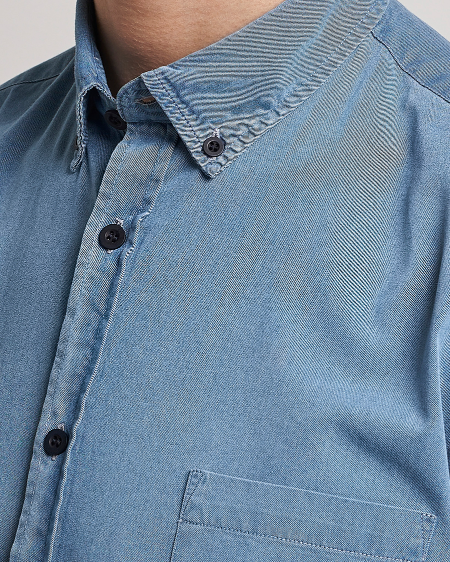 Mies | Kauluspaidat | Sunspel | Cotton Twill Indigo Shirt Light Indigo