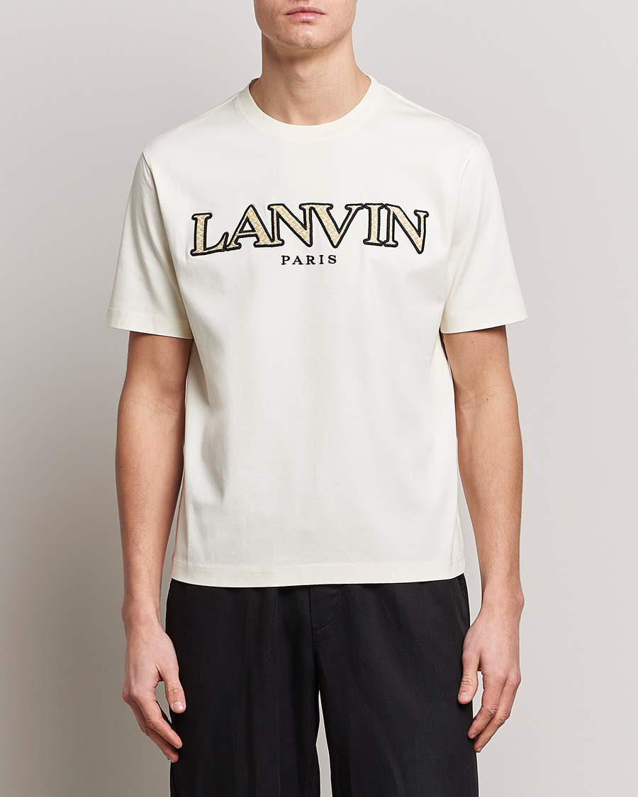 Mies | Luxury Brands | Lanvin | Curb Embroidered Logo T-Shirt Milk