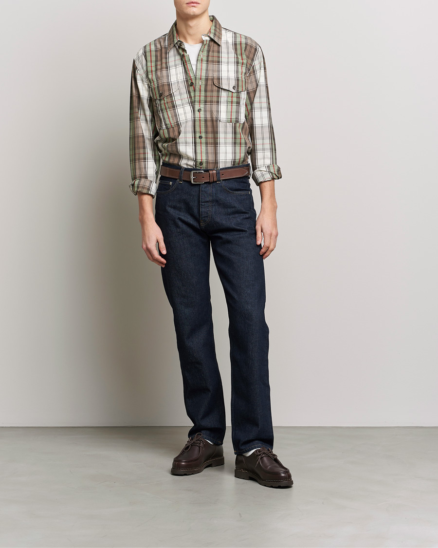 Mies | Kauluspaidat | Filson | Washed Feather Cloth Shirt Sage/Olive Plaid
