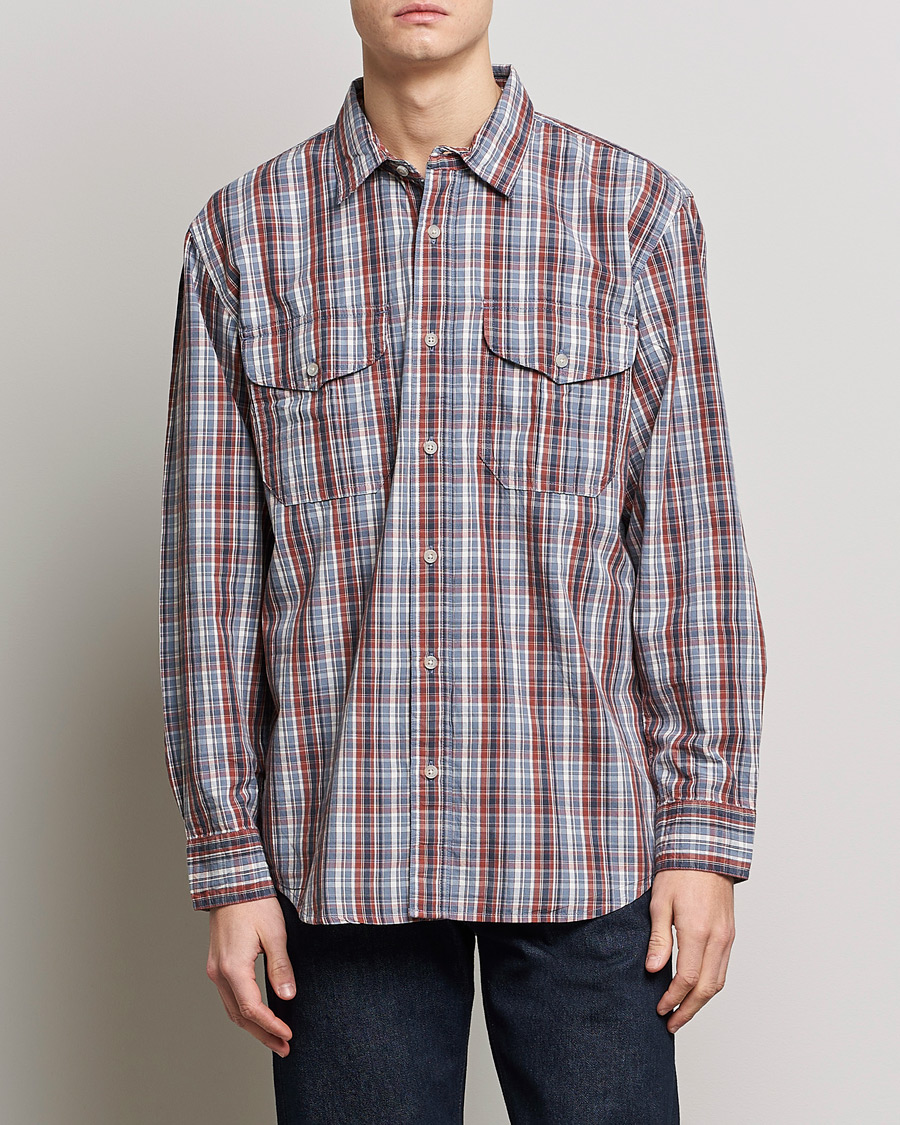 Mies |  | Filson | Washed Feather Cloth Shirt Navy/Iron/Ivory