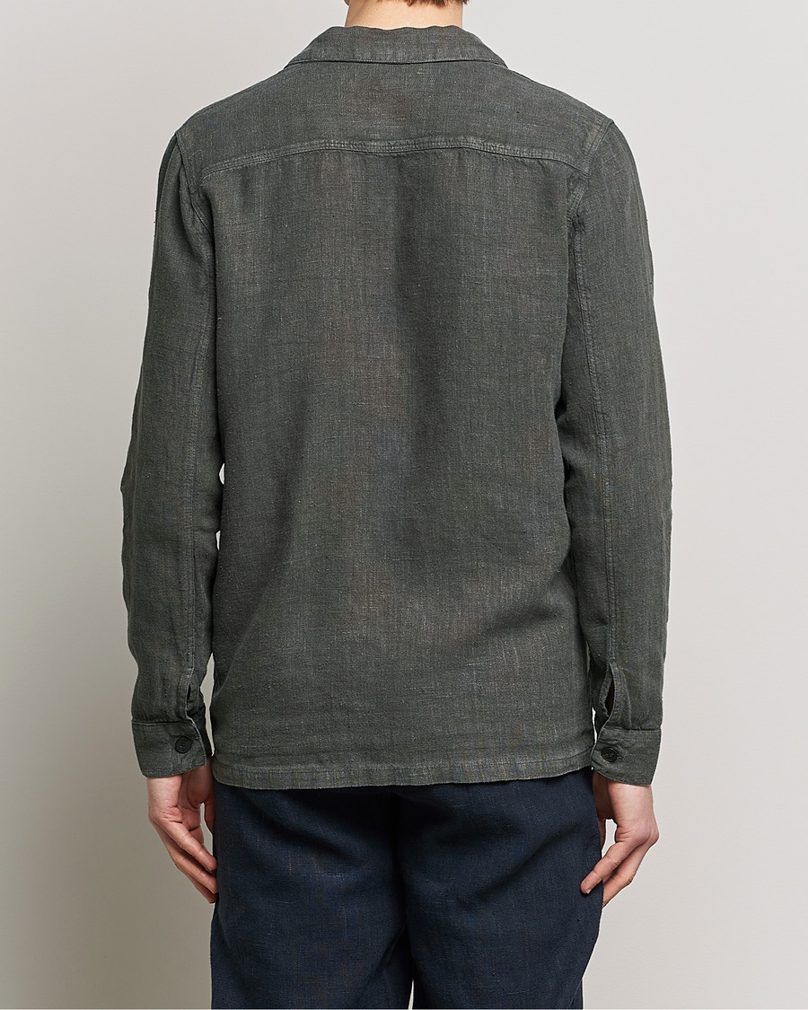 Mies | Kauluspaidat | A Day's March | Bangher Linen Overshirt Olive