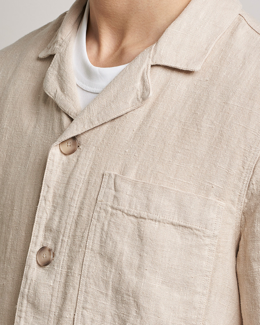 Mies | Kauluspaidat | A Day's March | Bangher Linen Overshirt Oyster