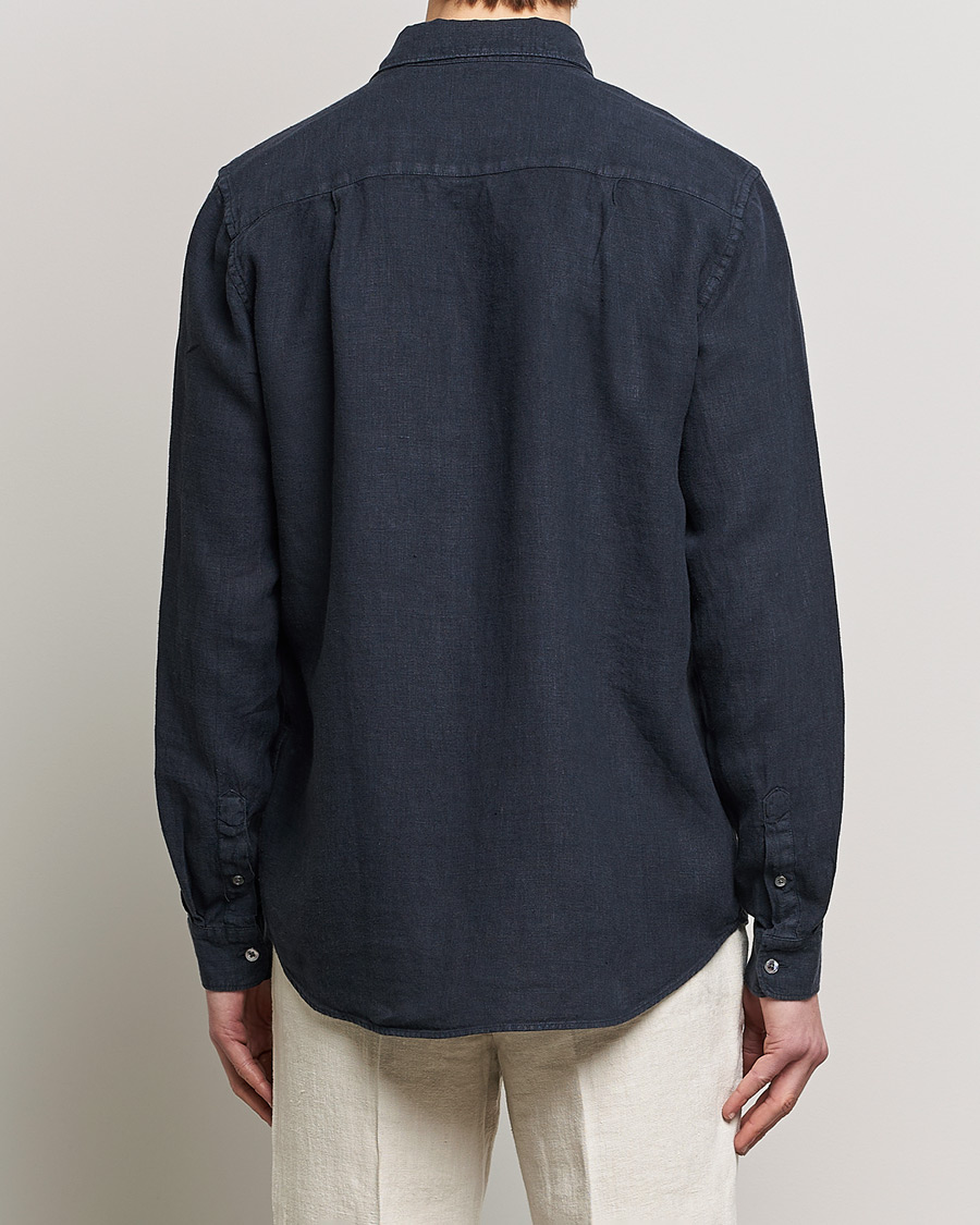 Mies | Kauluspaidat | A Day's March | Abu Linen Shirt Dark Navy